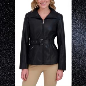 Kenneth Cole Women's Black Faux Leather Jacket