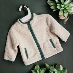 Cat & Jack Cream Fleece Baby Jacket with Green Details