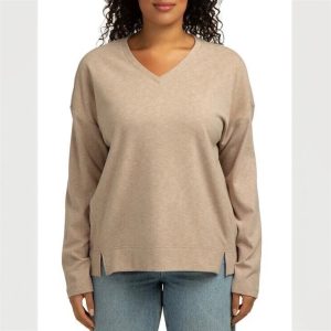 NWT Boston Traders Women's Tan V-Neck Sweater Size L