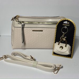 Cream Crossbody Bag with FREE Mini Pouch Bag Charm and FREE Dust Cover